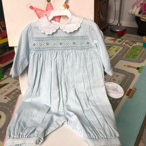Boutique dress onesie with tags in baby blue